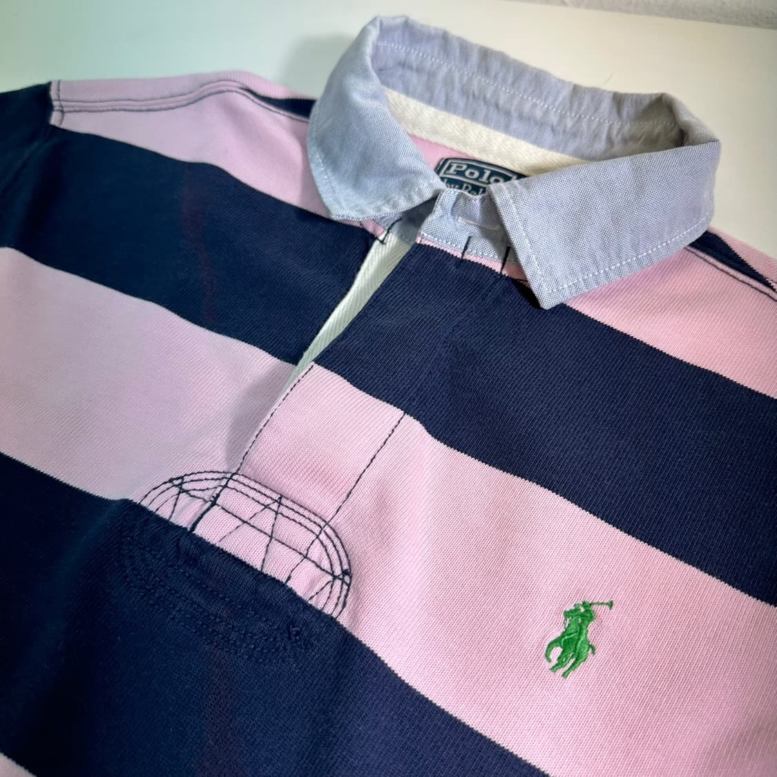 M 폴로 랄프로렌 연분홍 빅단가라 럭비 맨투맨 상품이미지3