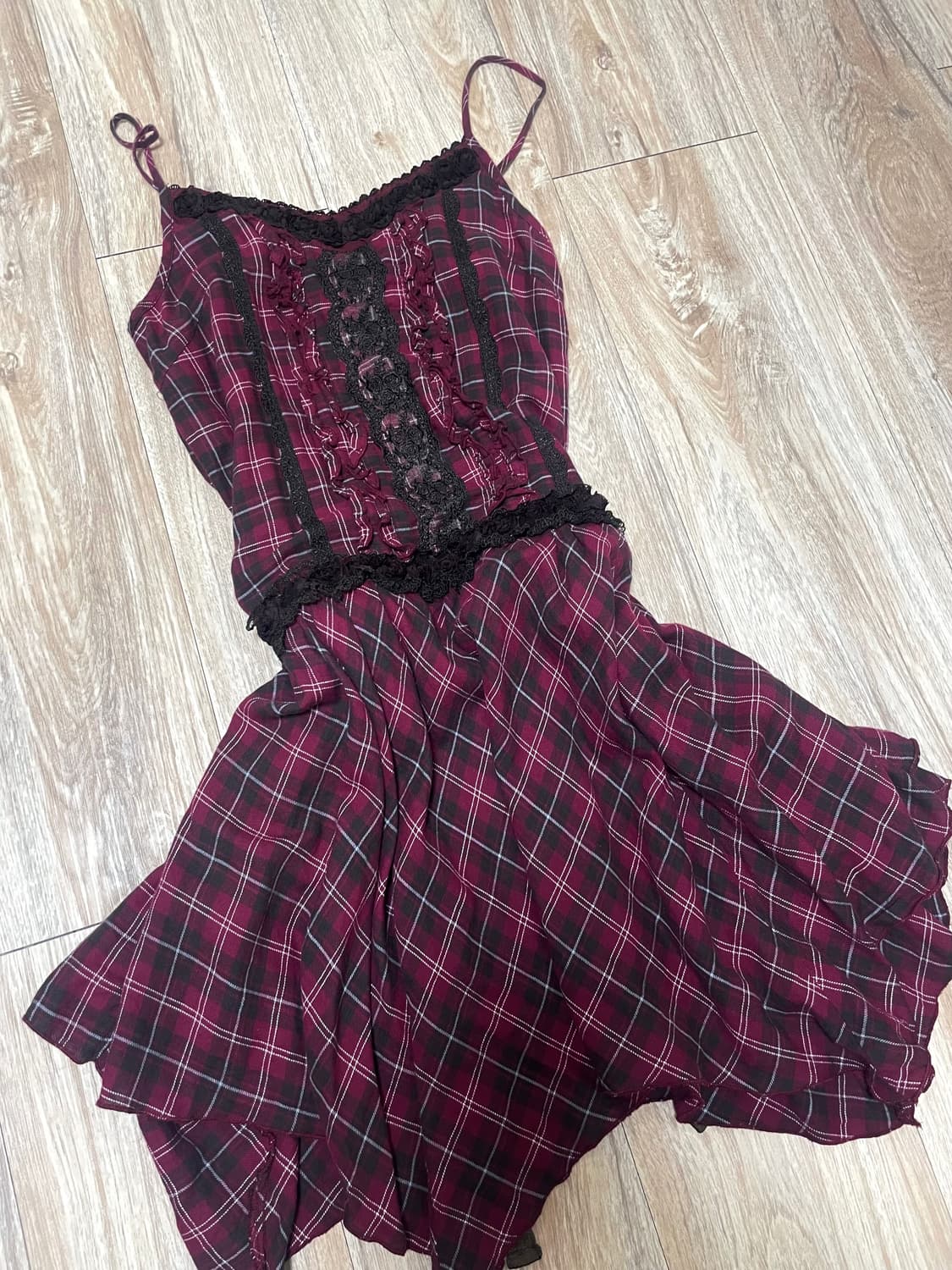 엑시즈팜 타탄체크 언발란스 원피스 상품이미지1