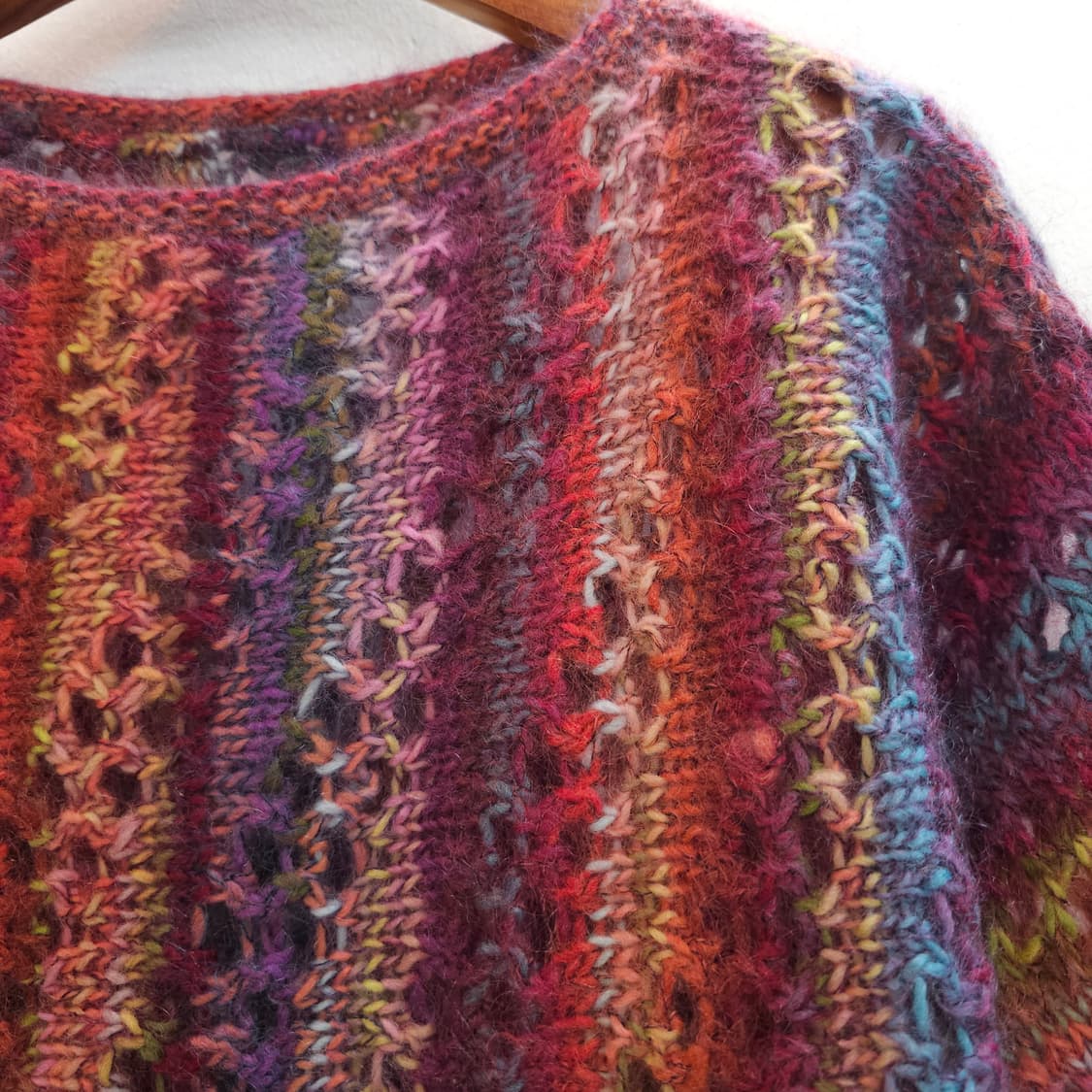 노로풍 멀티컬러 모헤어 칠부소매 롱니트 상품이미지4