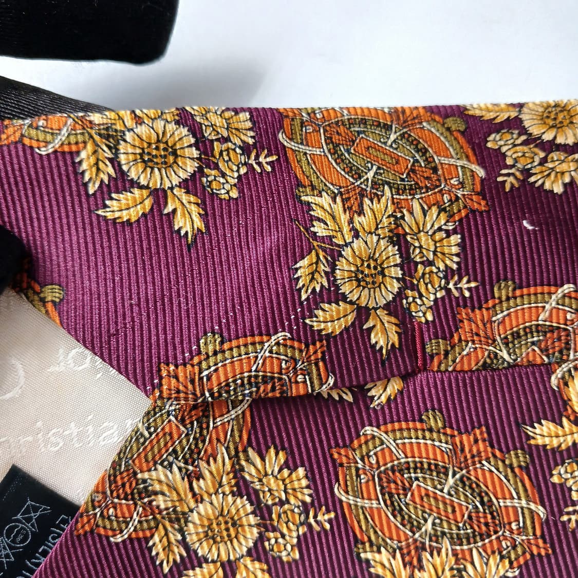 크리스찬디올 와인 플로럴 오너먼트 패턴 넥타이 9.5cm A등급 E950 상품이미지8