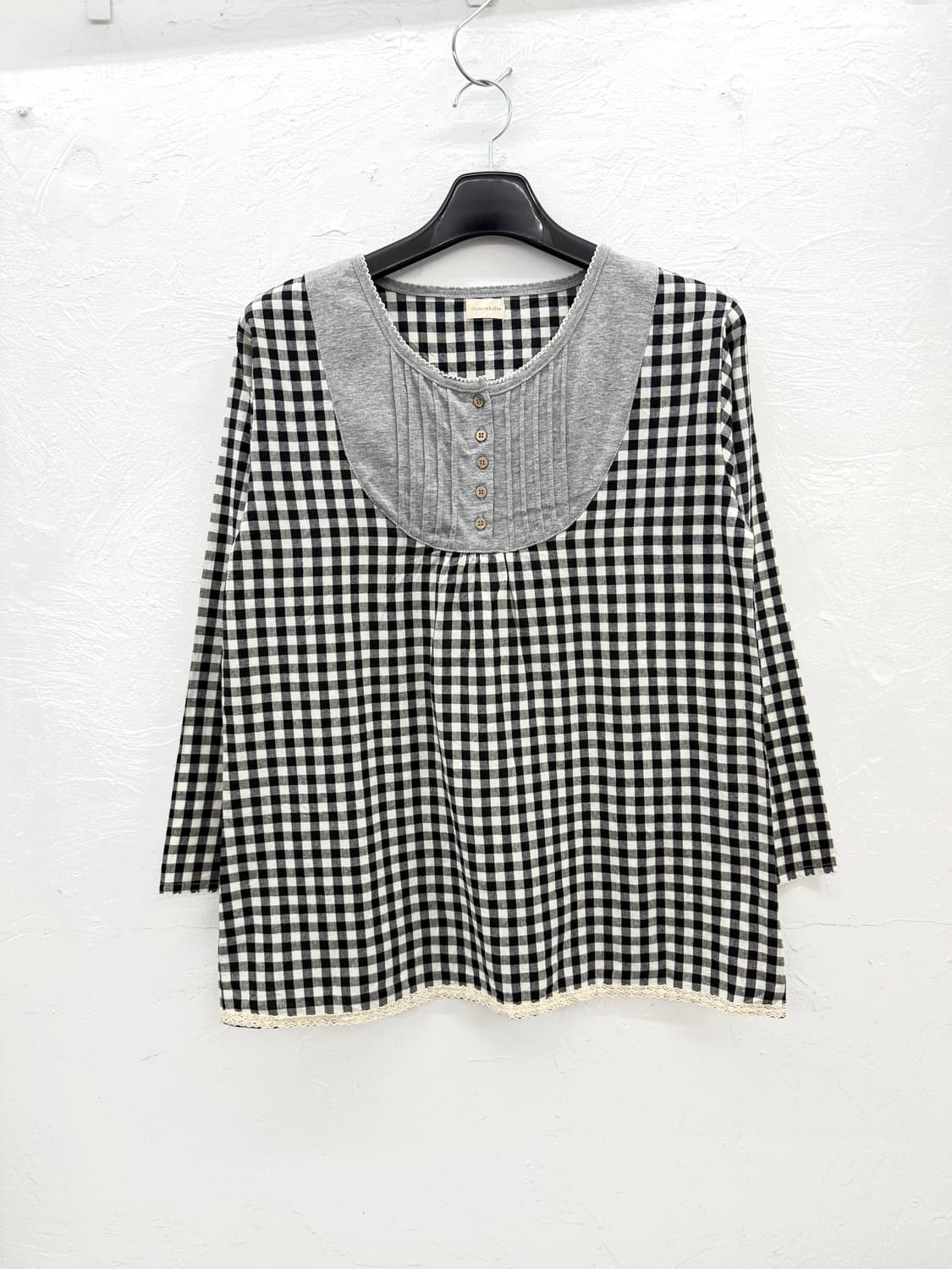 couture boite 핀턱 체크 탑 상품이미지1