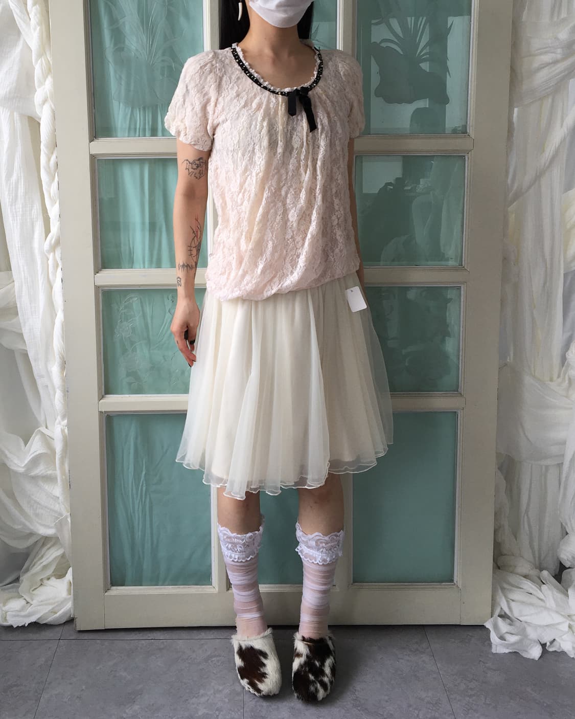 Ribbon point lace top 상품이미지7