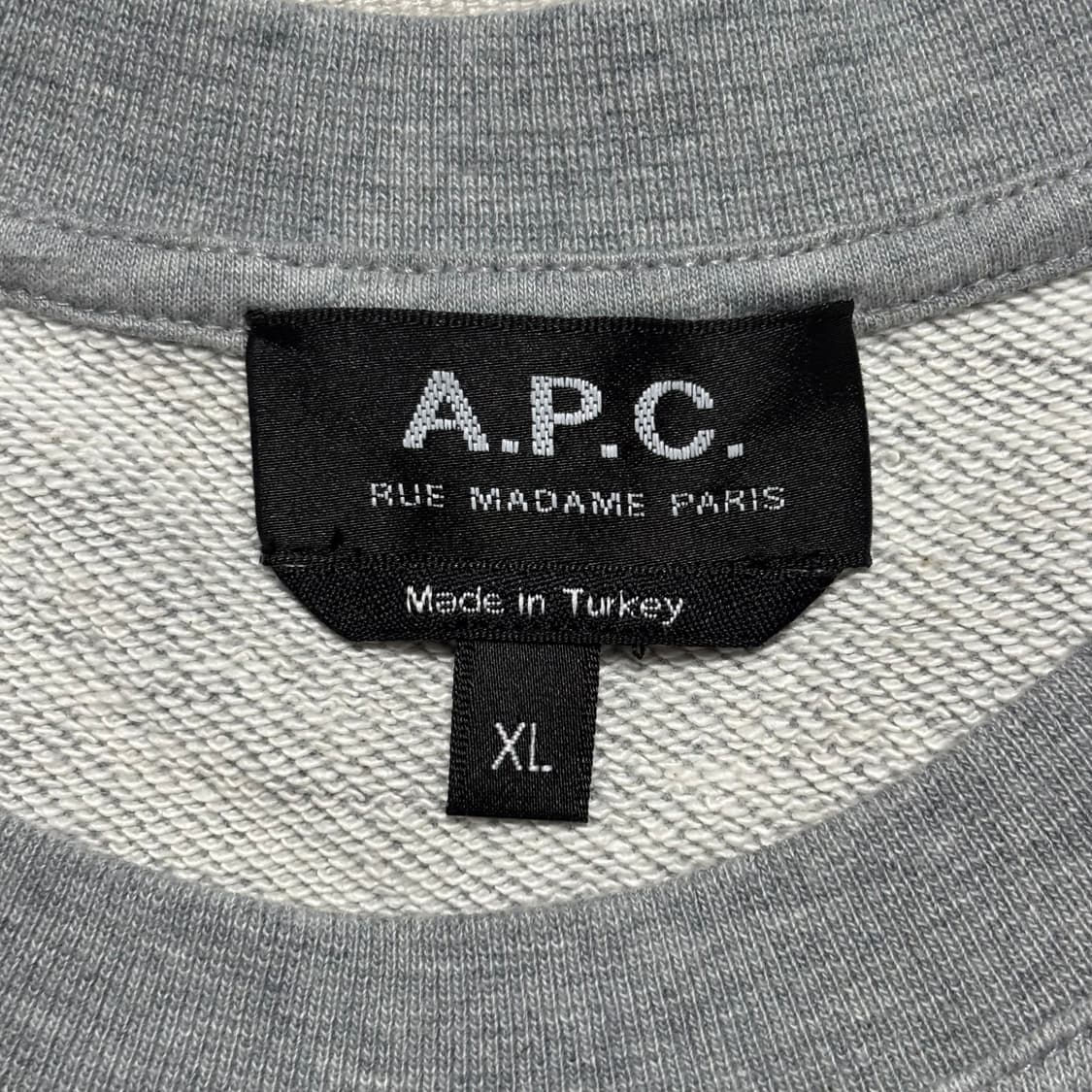 XL 아페쎄 APC 로고 그레이 맨투맨 상품이미지4