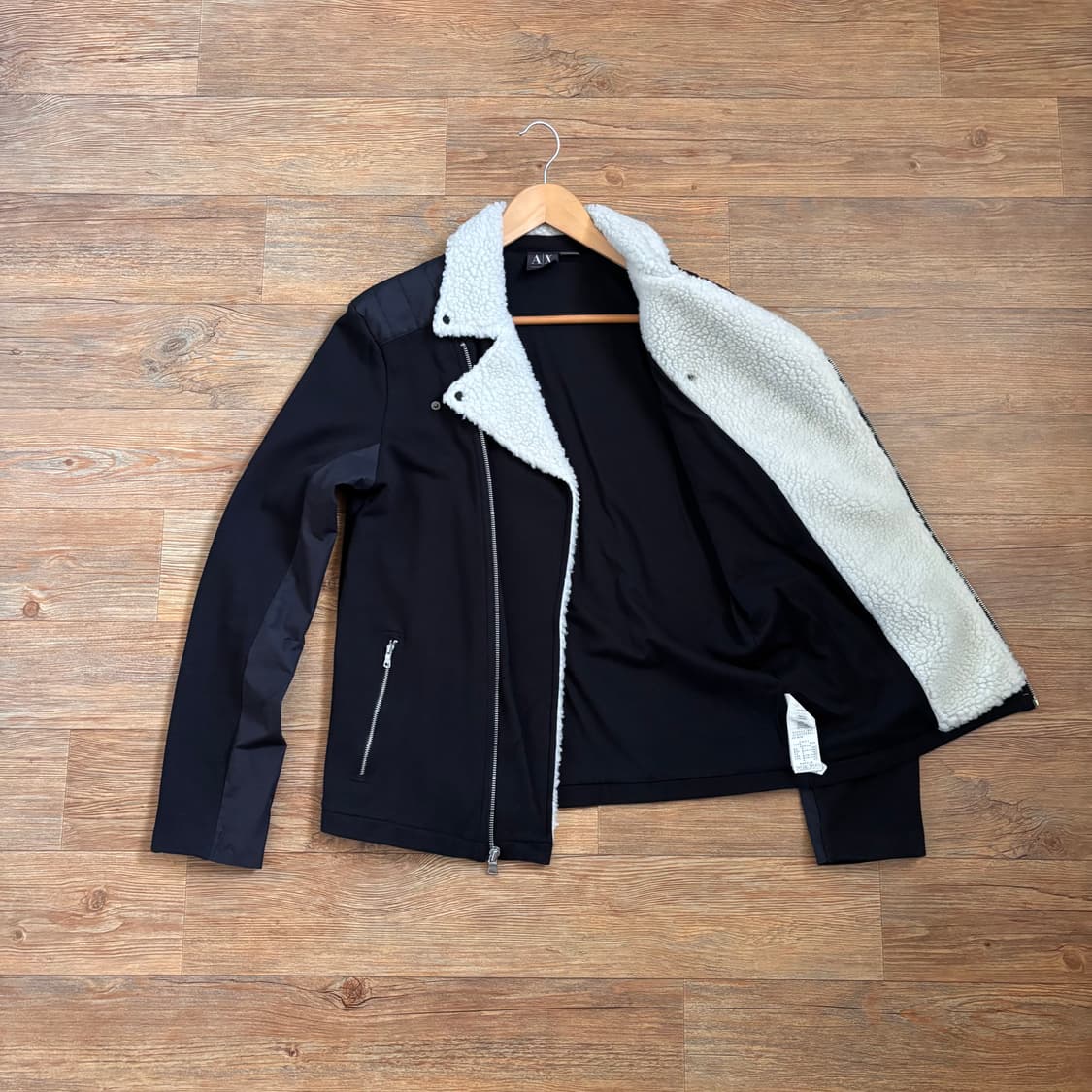 AX 알마니 익스체인지 슬림 95 M 블랙 투톤 라이더 자켓 바이커  상품이미지2