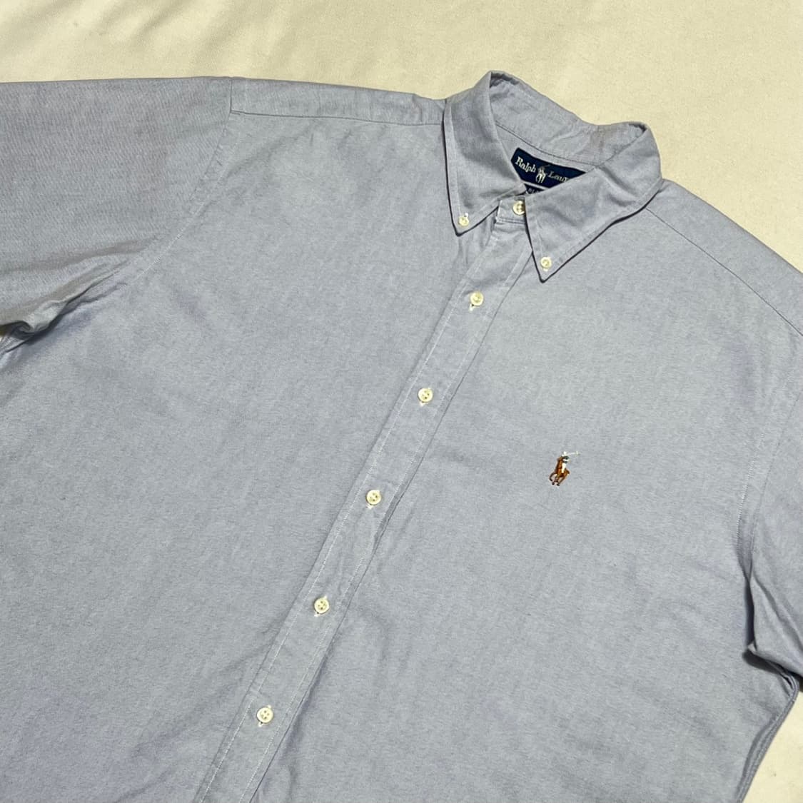 100 폴로랄프로렌 로고자수 스카이블루 반팔 셔츠 상품이미지1