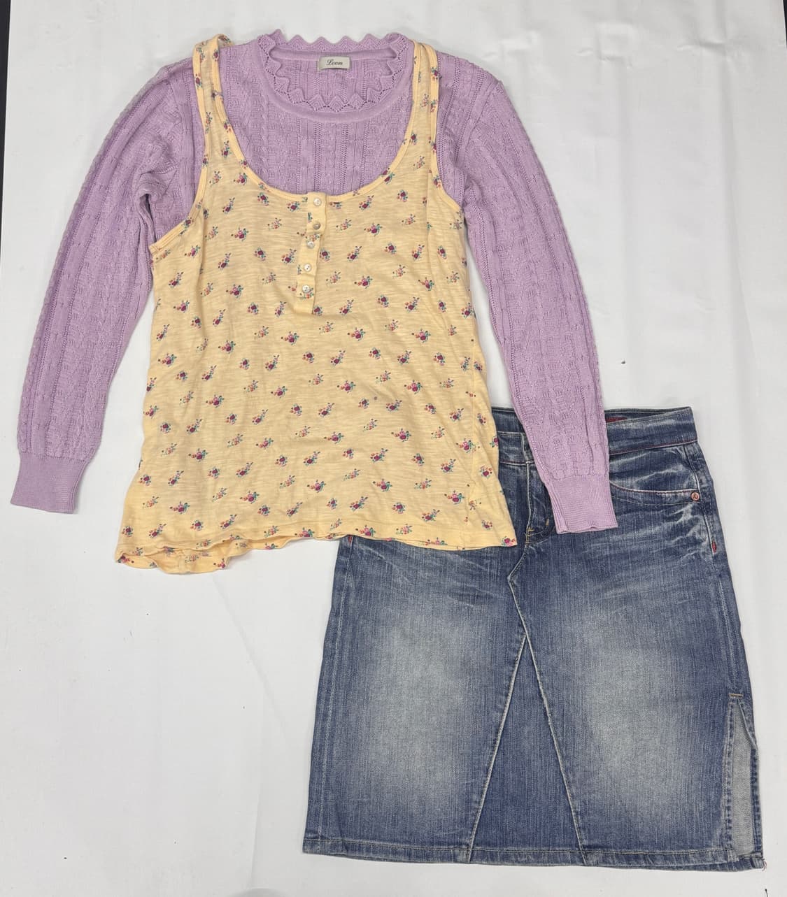 🌸하구미의 봄날 라벤더 코디세트🌸 레이어드 미디청치마 모리걸  상품이미지2