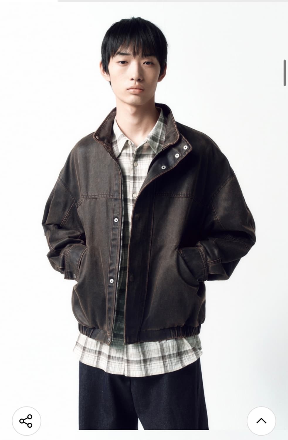 (M) 인사일런스 워시드 포우 레더 점퍼 자켓 BROWN 판매 상품이미지6