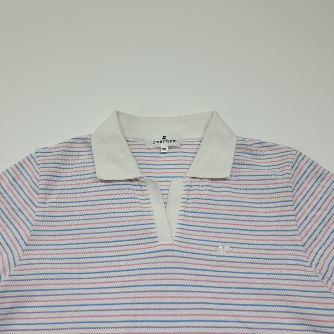 CK117 M 꾸레쥬 일본판 멀티 스트라이프 오픈칼라 티셔츠 상품이미지2