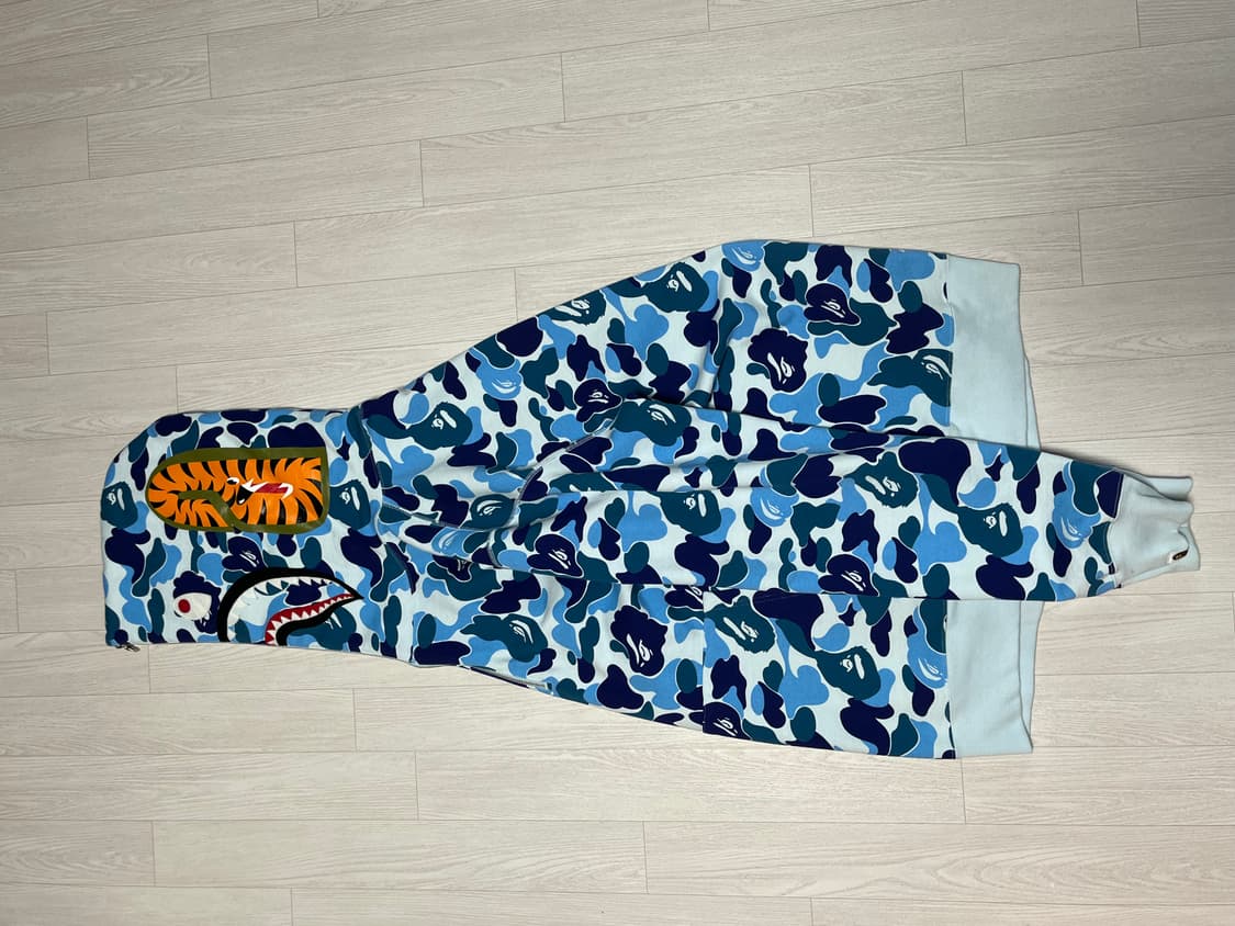 베이프 ABC 카모 샤크 하프 집 풀오버 후드 블루 상품이미지2