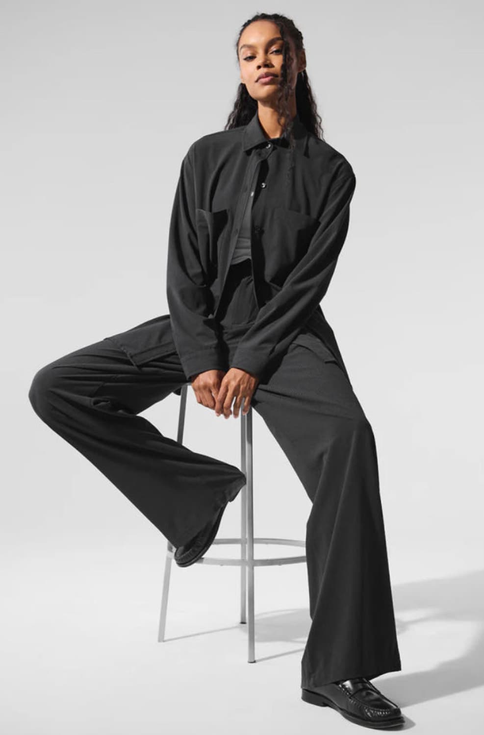 Alo 알로요가 드림 스케이프 버튼 다운 셔츠 블랙 라지 상품이미지9