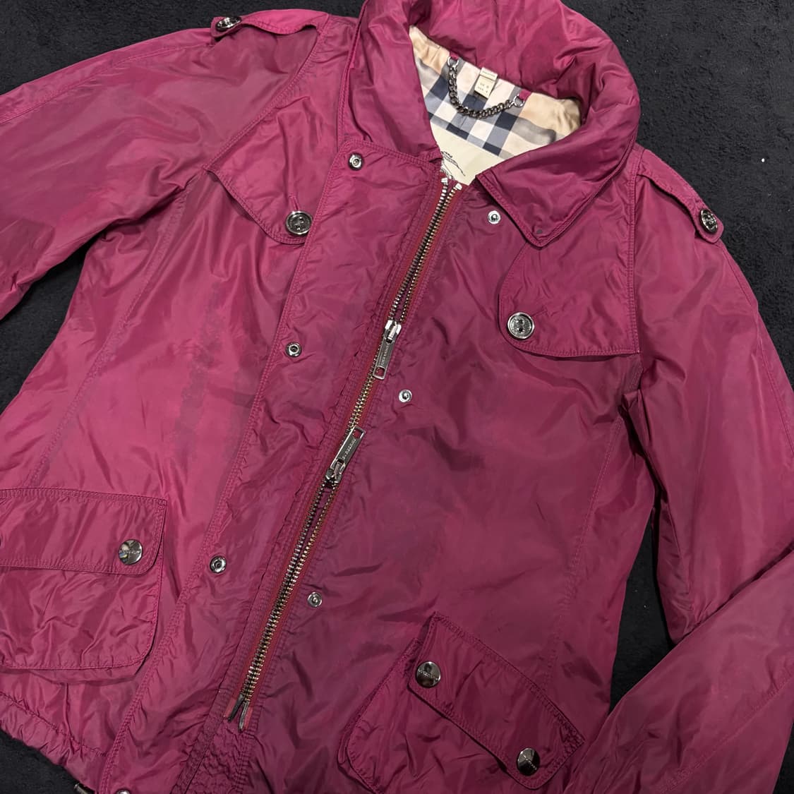우먼M 버버리 BURBERRY 버건디 바람막이 자켓 상품이미지3