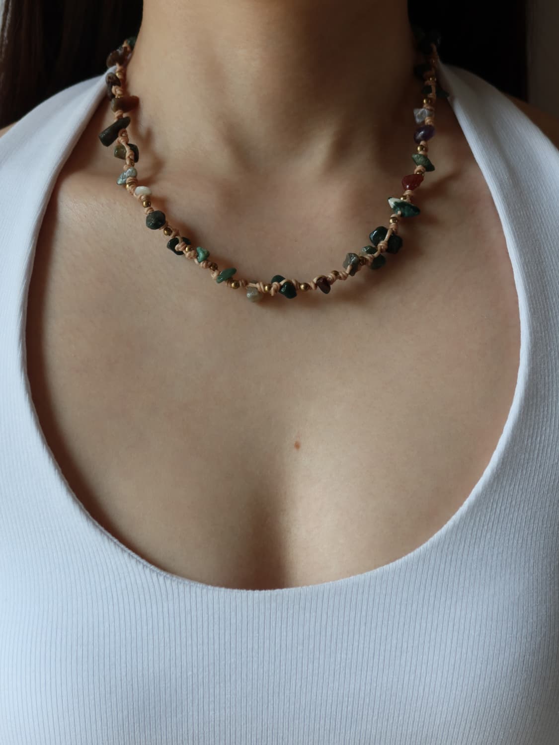 natural stone beaded necklace 상품이미지1