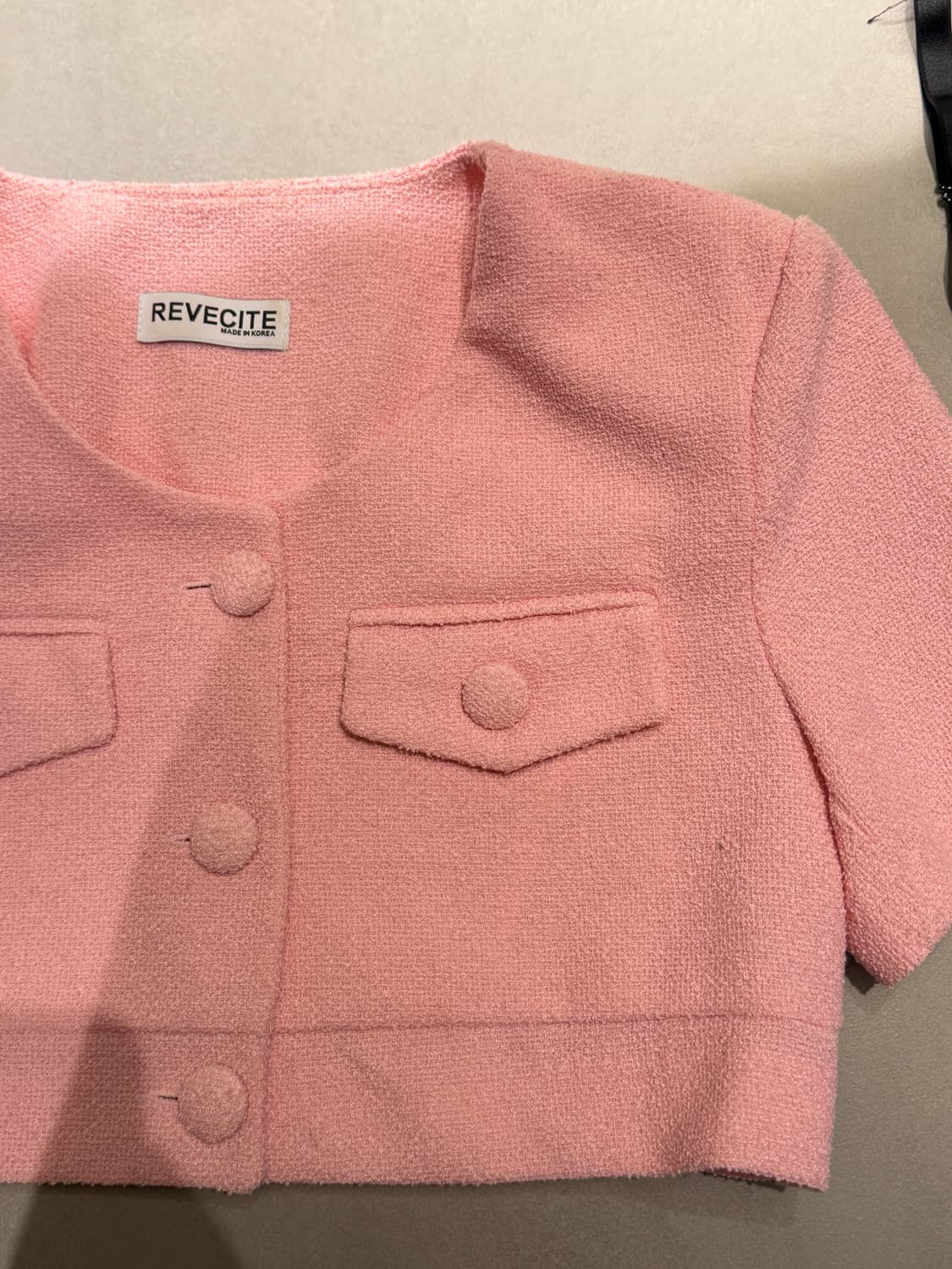 리버시티 에이블리 크롭 트위드 반팔자켓 상품이미지2