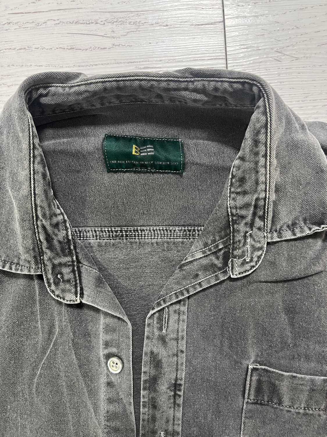 빈티지 워싱 긴팔 셔츠 그레이 상품이미지2