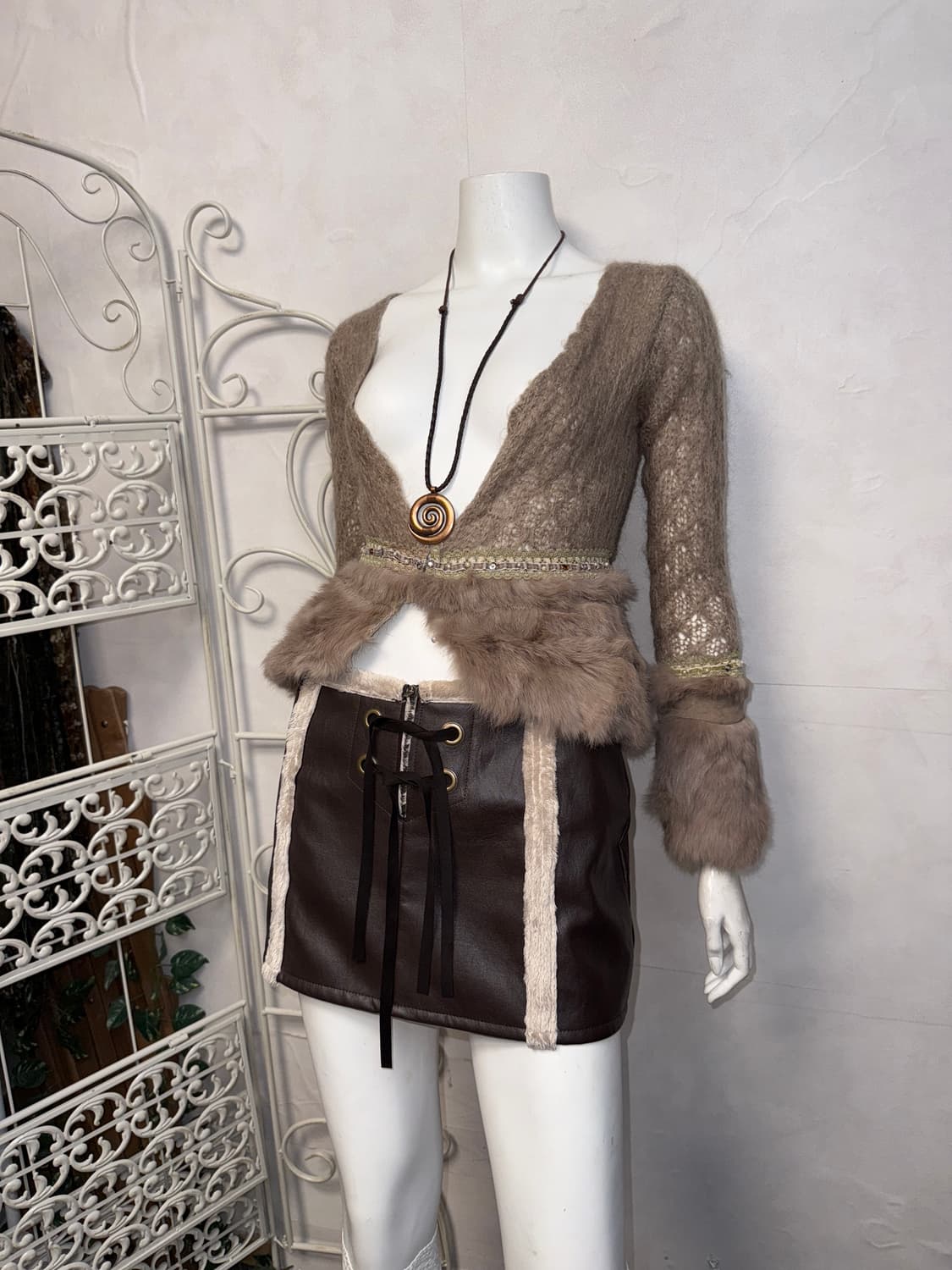 Ash beige fairy rabbit fur cardigan 상품이미지5