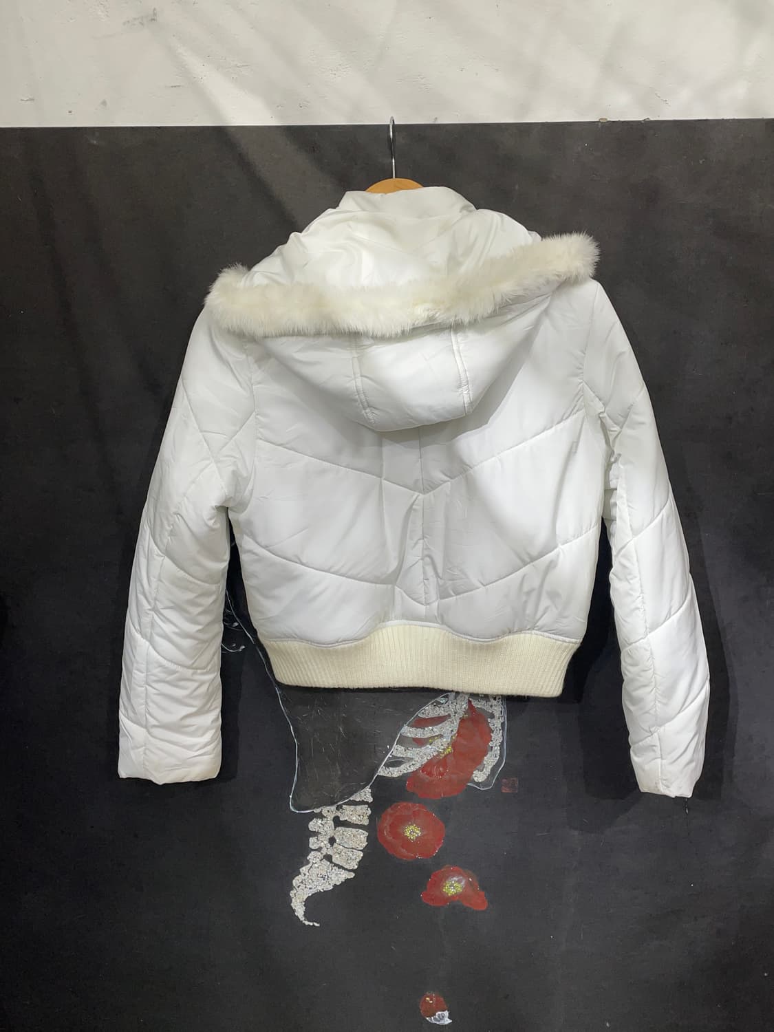 일본빈티지 울프죠 크롭 후드 퍼 푸퍼 패딩 L 상품이미지8