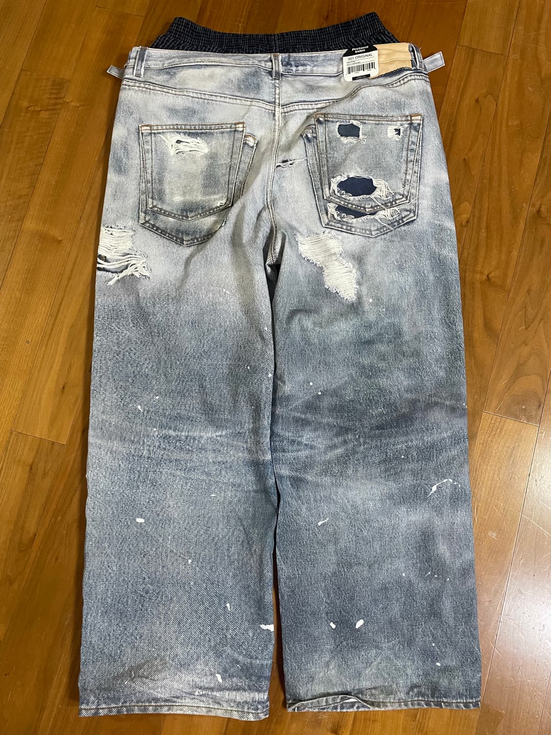 판매) 3사이즈 프로토콜 인덱스 트롱프 뢰유 레이어드 팬츠 블루 상품이미지4