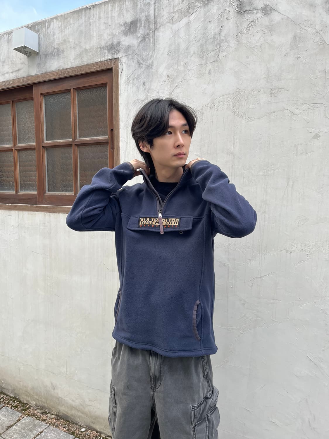 나파피리 90s 하프집업 빅로고 플리스 아노락 상품이미지1