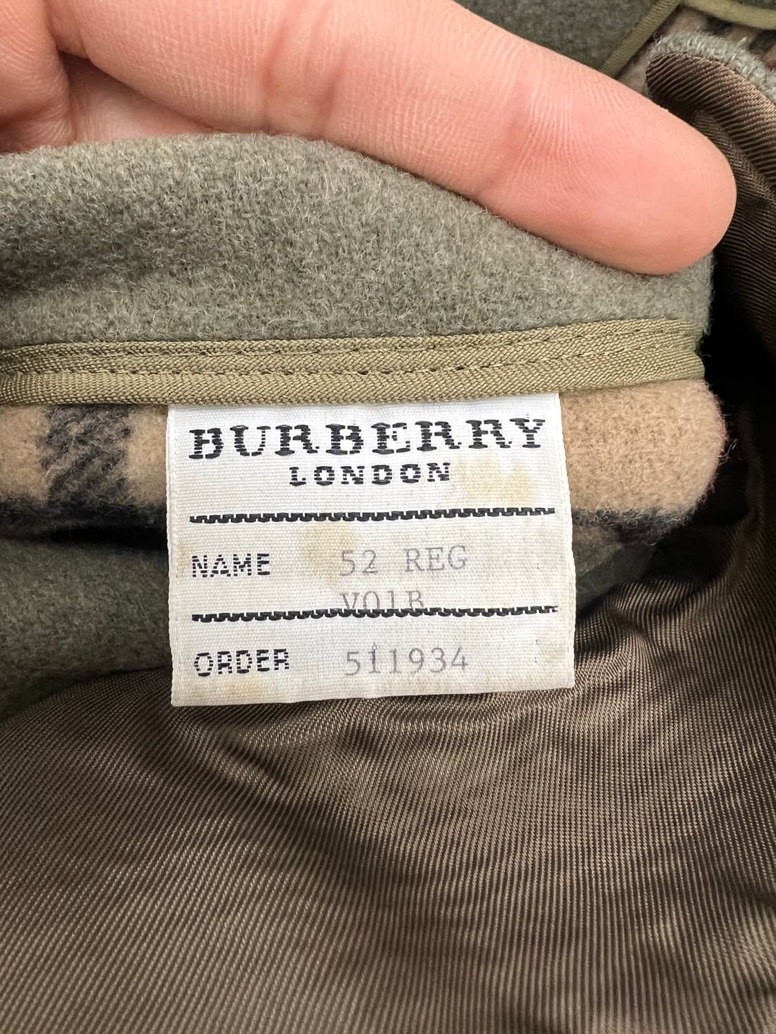 버버리 노바체크 올리브그린 더플 코트 상품이미지8