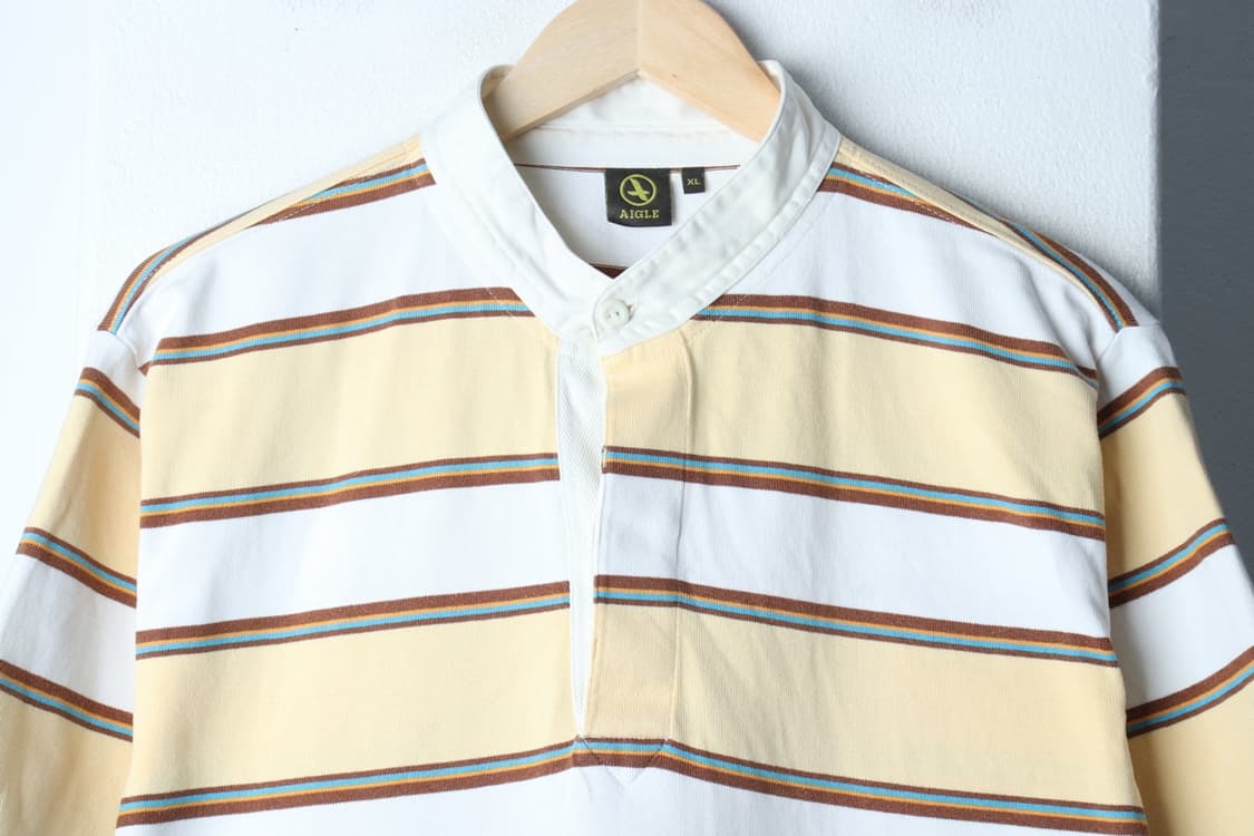 (XL-2XL) 에이글 반팔 카라 티셔츠 차이나넥 스트라이프-H32202 상품이미지3
