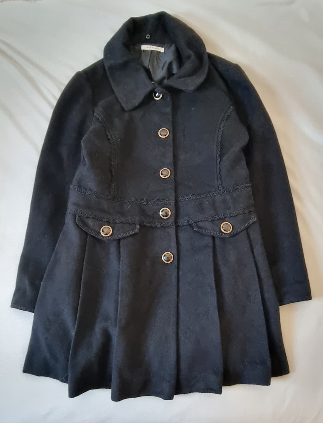 빈티지 엑시즈팜 갸루 블랙 코트 상품이미지1