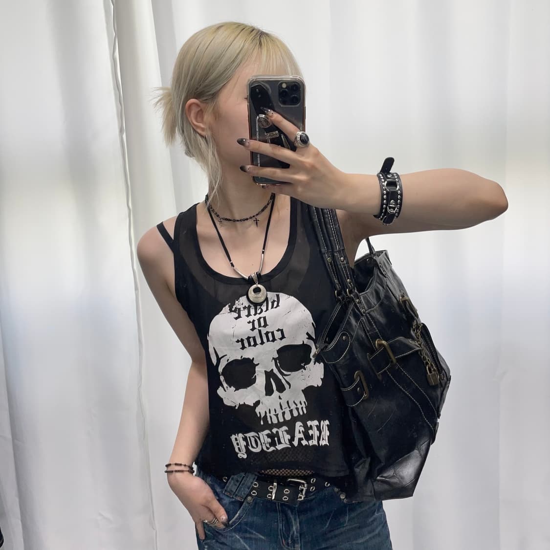 🎸스컬 프린팅 슬리브리스🎸 상품이미지2