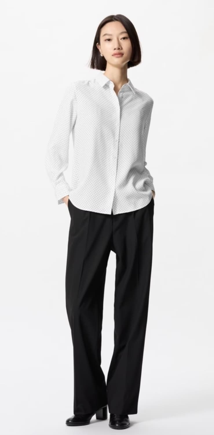 유니클로 도트 셔츠 오프화이트 L 상품이미지2