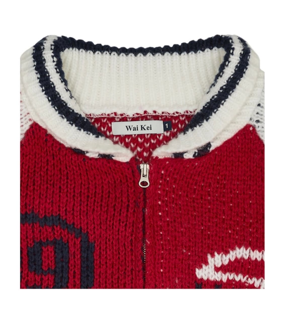 [새제품] 와이케이 waikei 돌핀 스타 로고 집업 헤비 가디건 레드 상품이미지3