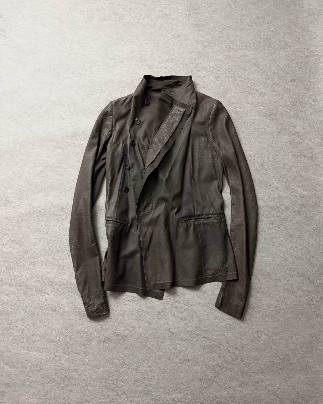 10‘S 릭오웬스 비대칭 램스킨자켓 상품이미지1