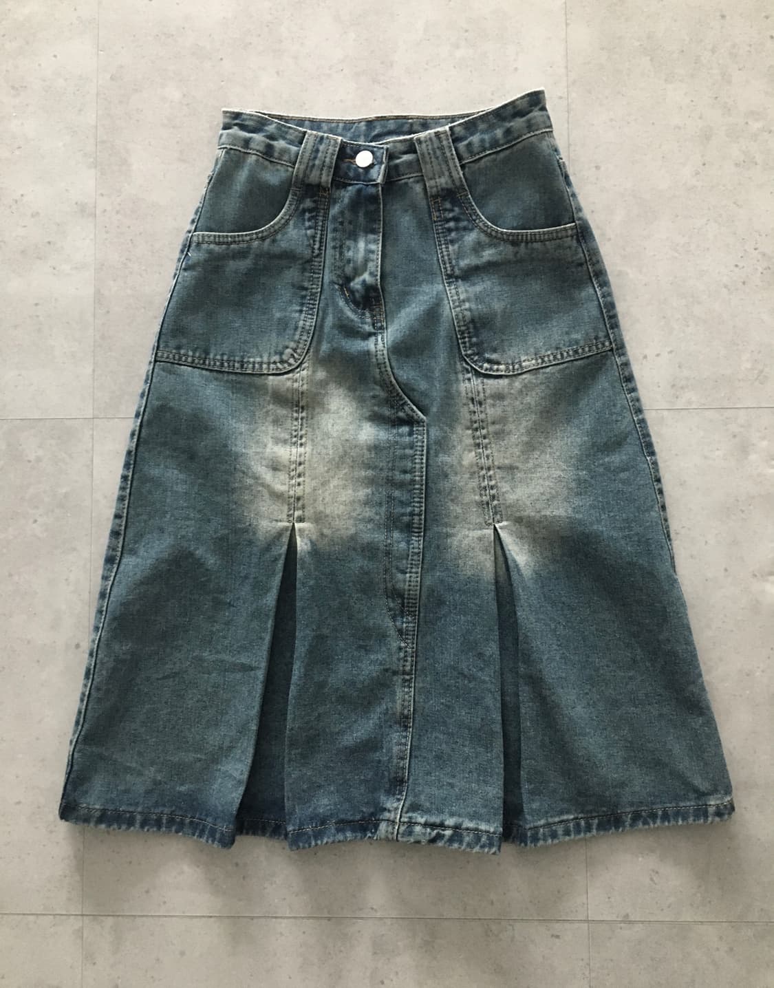 Vintage denim pleats skirt 상품이미지1