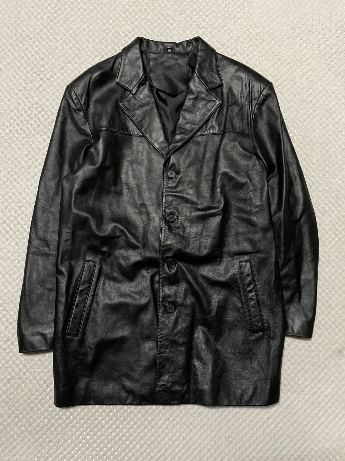 웨스턴 무드 램스킨 양가죽 4버튼 레더 카코트 상품이미지2