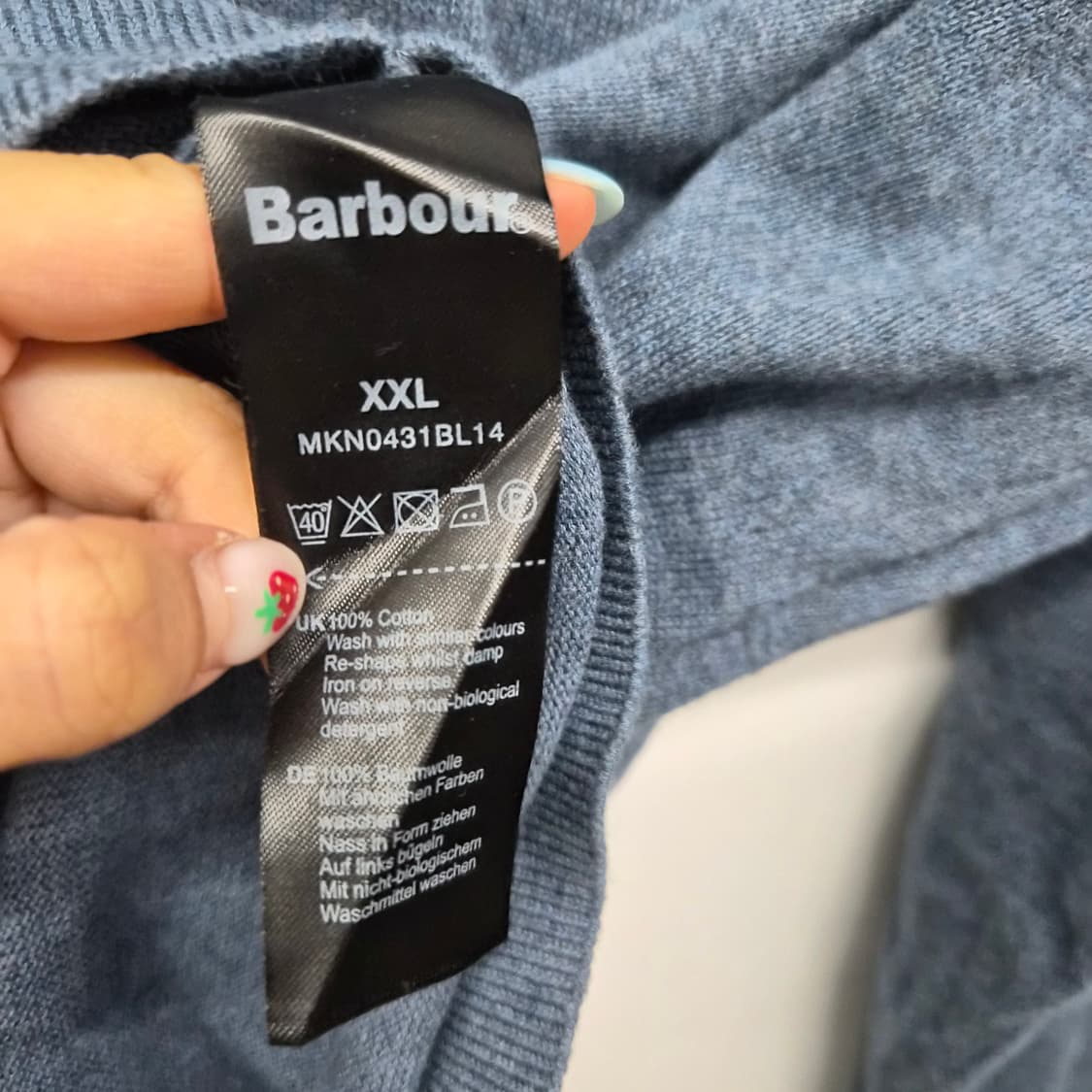 바버 V넥 니트 블루 남성 2XL 상품이미지4