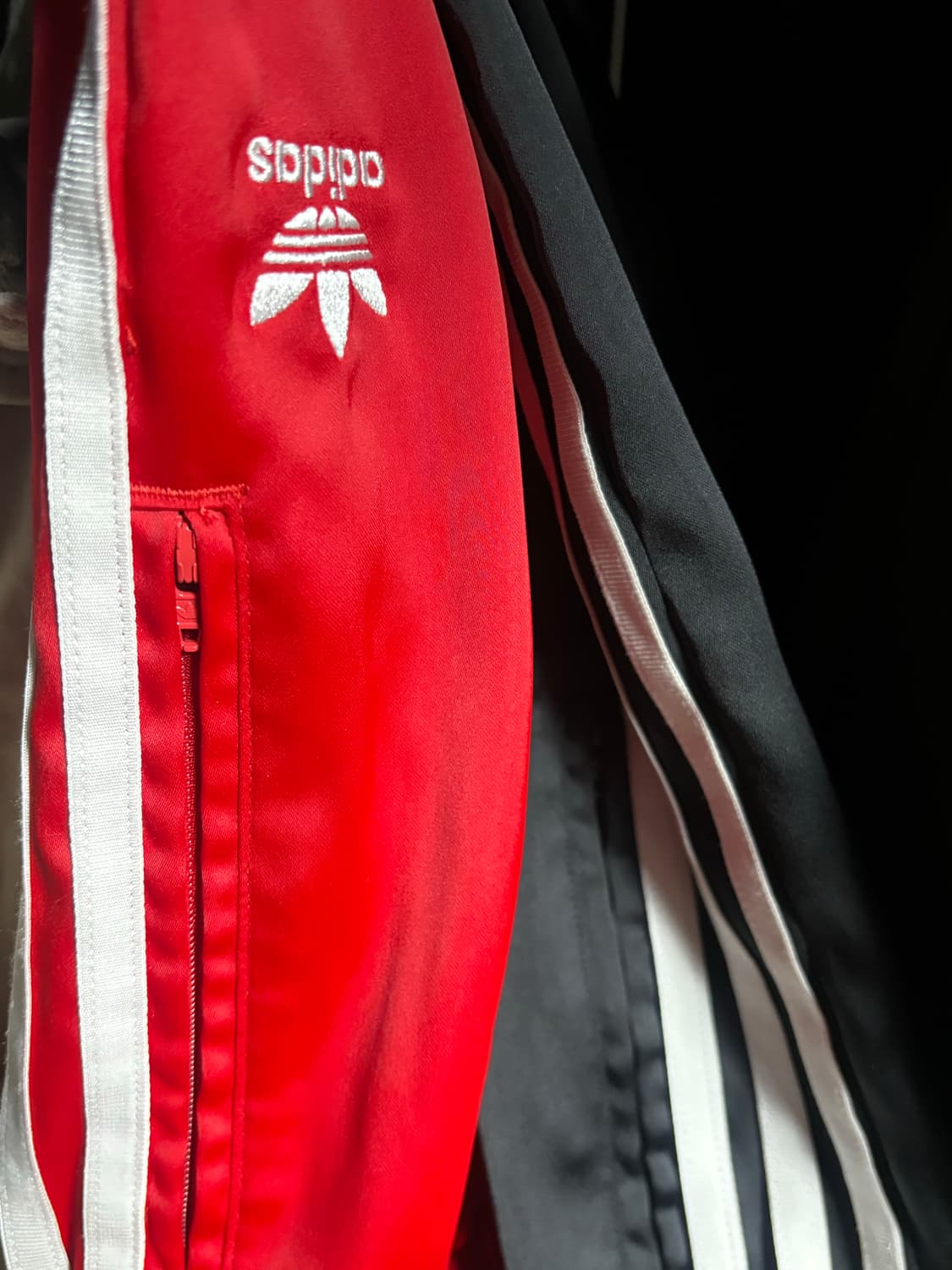 아디다스 새틴 와이드 팬츠 레드 블랙 s 상품이미지4