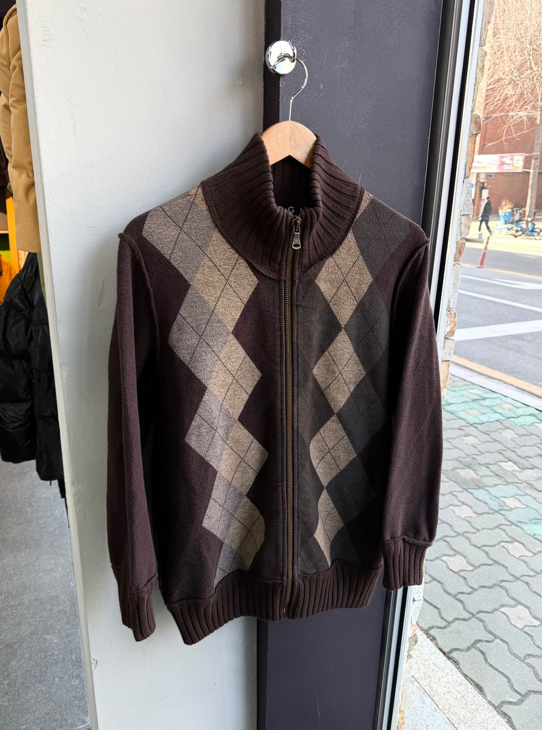 L/ 돌체앤가바나 아가일 백패치 니트 집업 상품이미지2