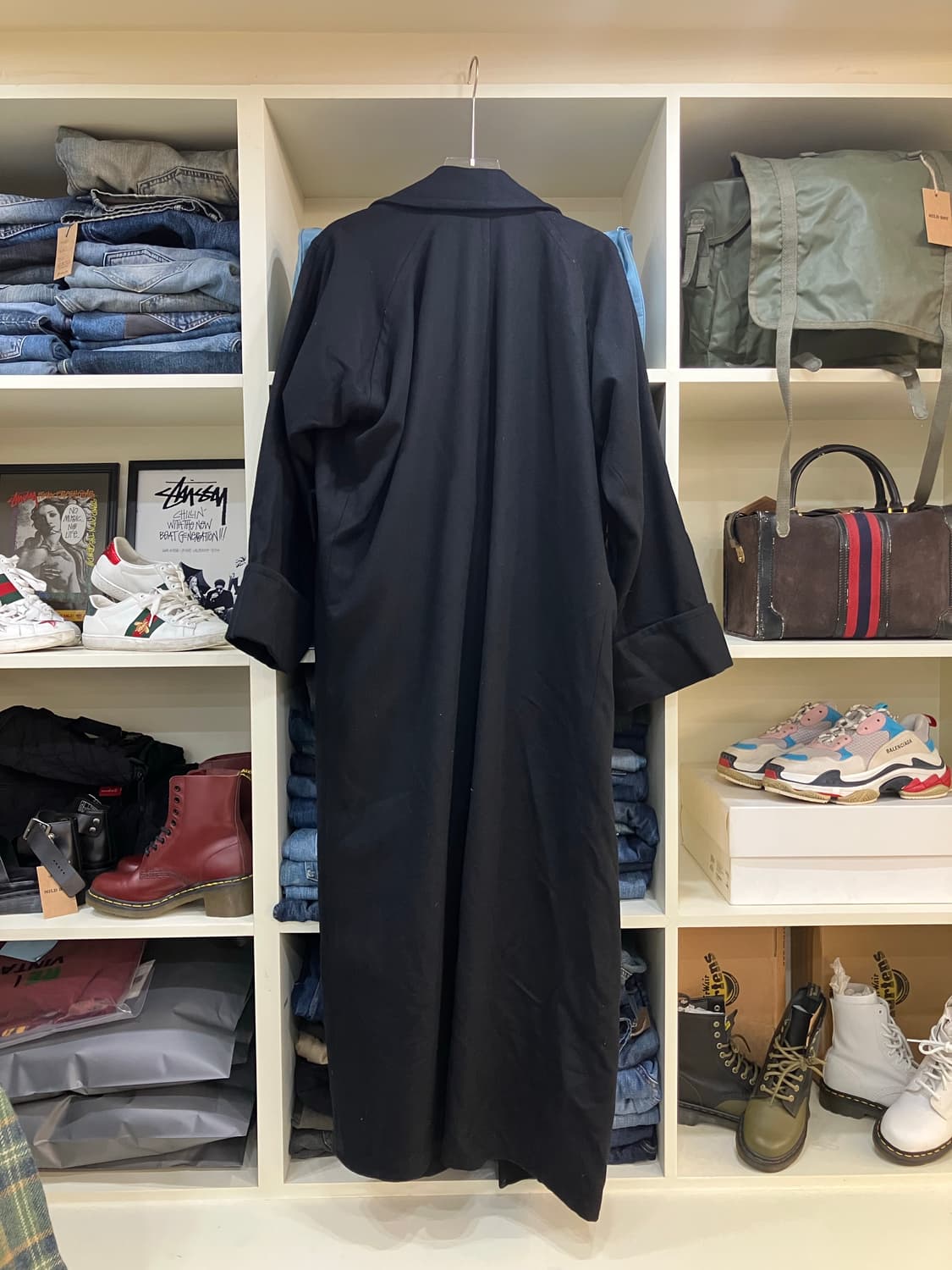 Y’s 요지야마모토 블랙 더블 브레스트 롱코트 상품이미지3