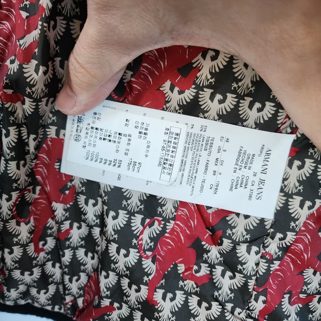 알마니 블랙 가죽 소매 포인트 자켓 상품이미지7