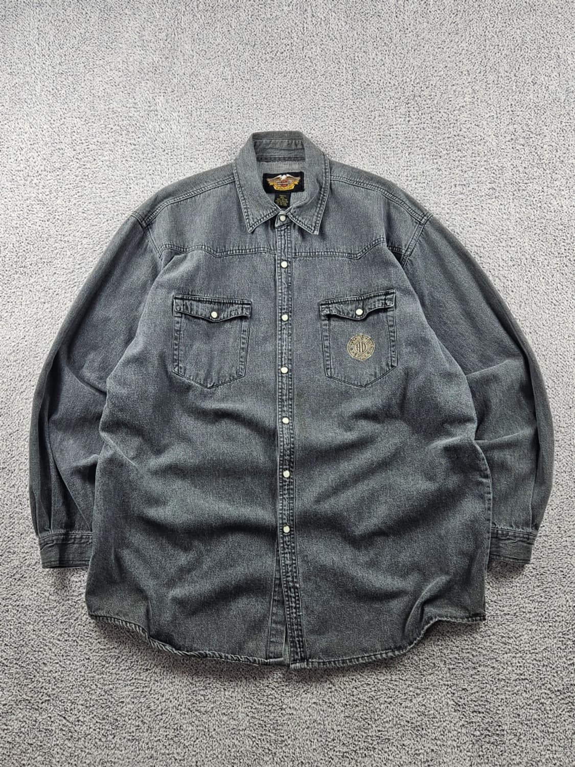 할리데이비슨 포켓 블랙 데님 바이커 셔츠 ( 2XL ) / 9374 상품이미지1