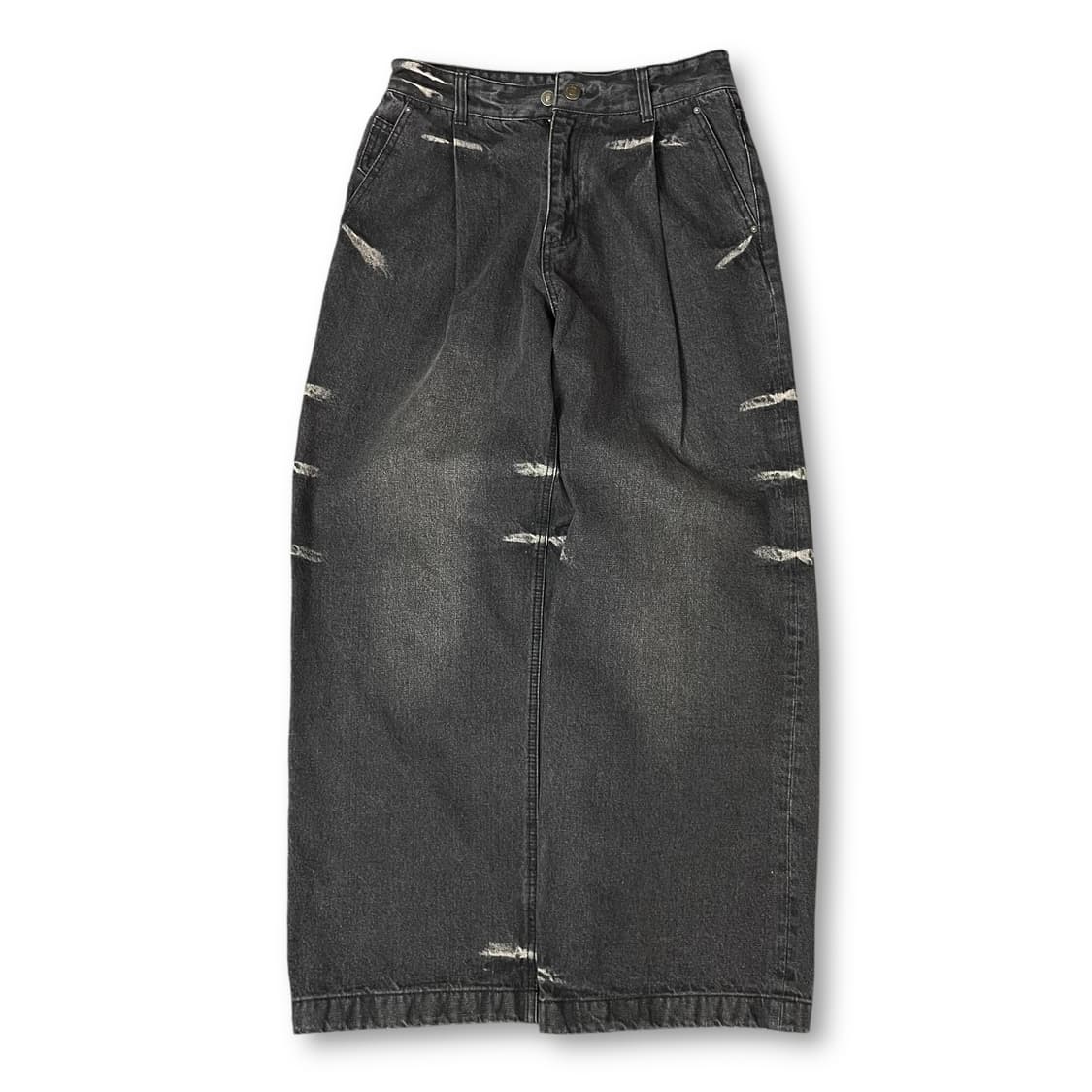 (30) 메종미네드 딥그레이 포인트 힙 와이드 핀턱 데님 팬츠 상품이미지1