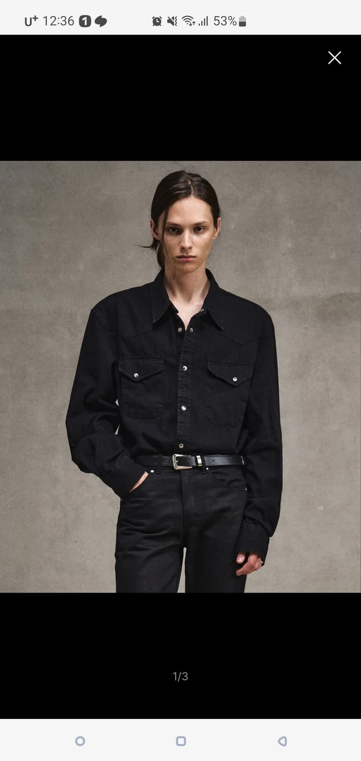 엘무드 테리 데님 셔츠 블랙 46 상품이미지1