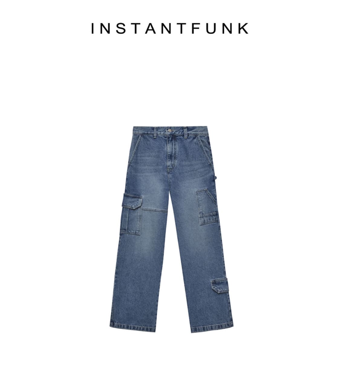 인스턴트펑크 스티치 카고 데님 팬츠 블루 상품이미지3