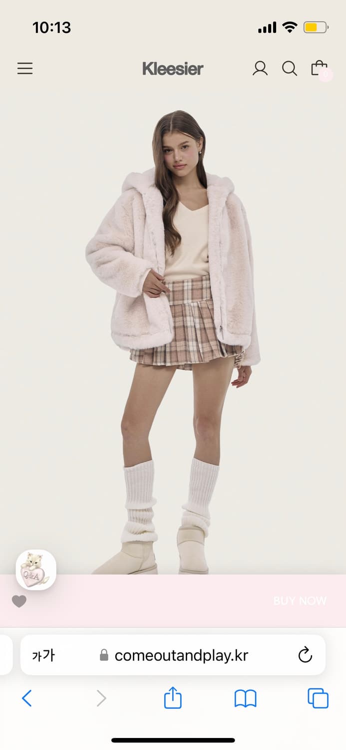 클리시어 피치푸딩 퍼 자켓 베이비핑크 상품이미지1
