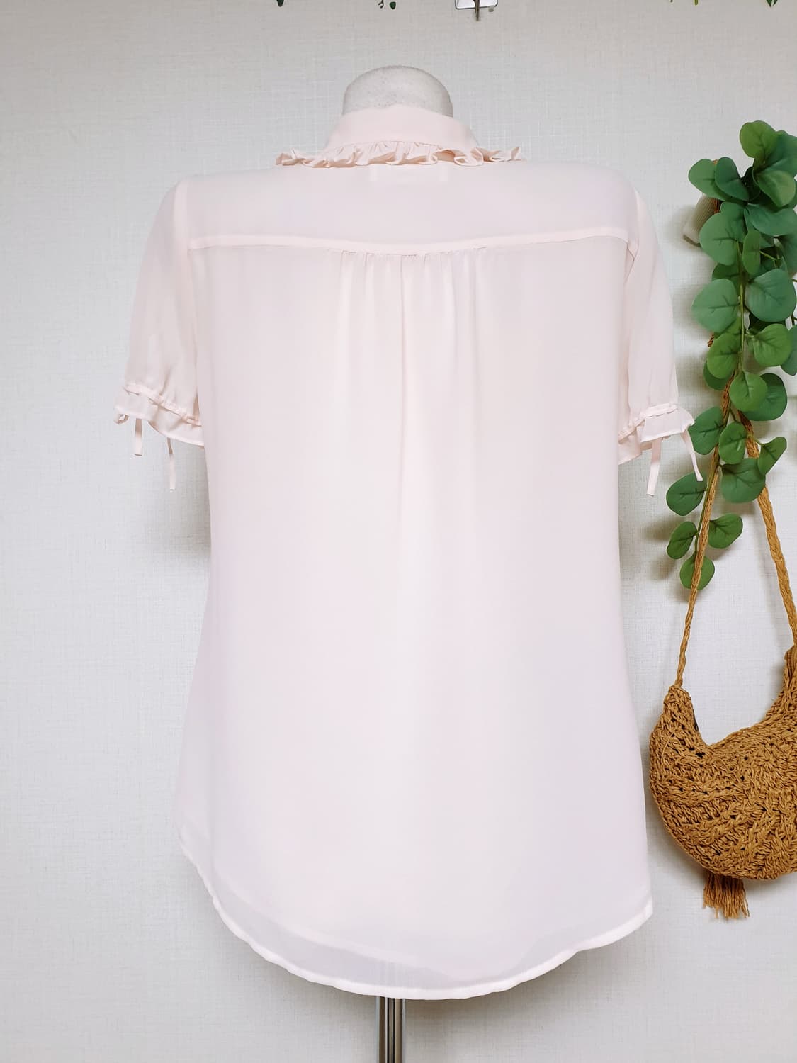 LINE 프릴카라 쉬폰블라우스 55 연핑크 상품이미지2