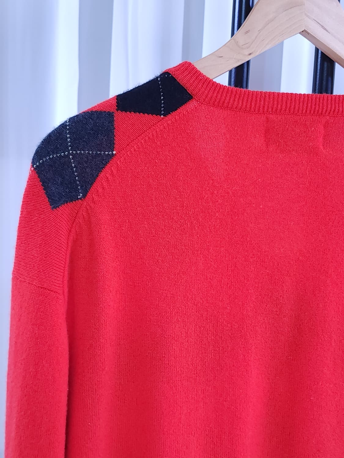 캐시미어100% 아가일 브이넥 니트 상품이미지5