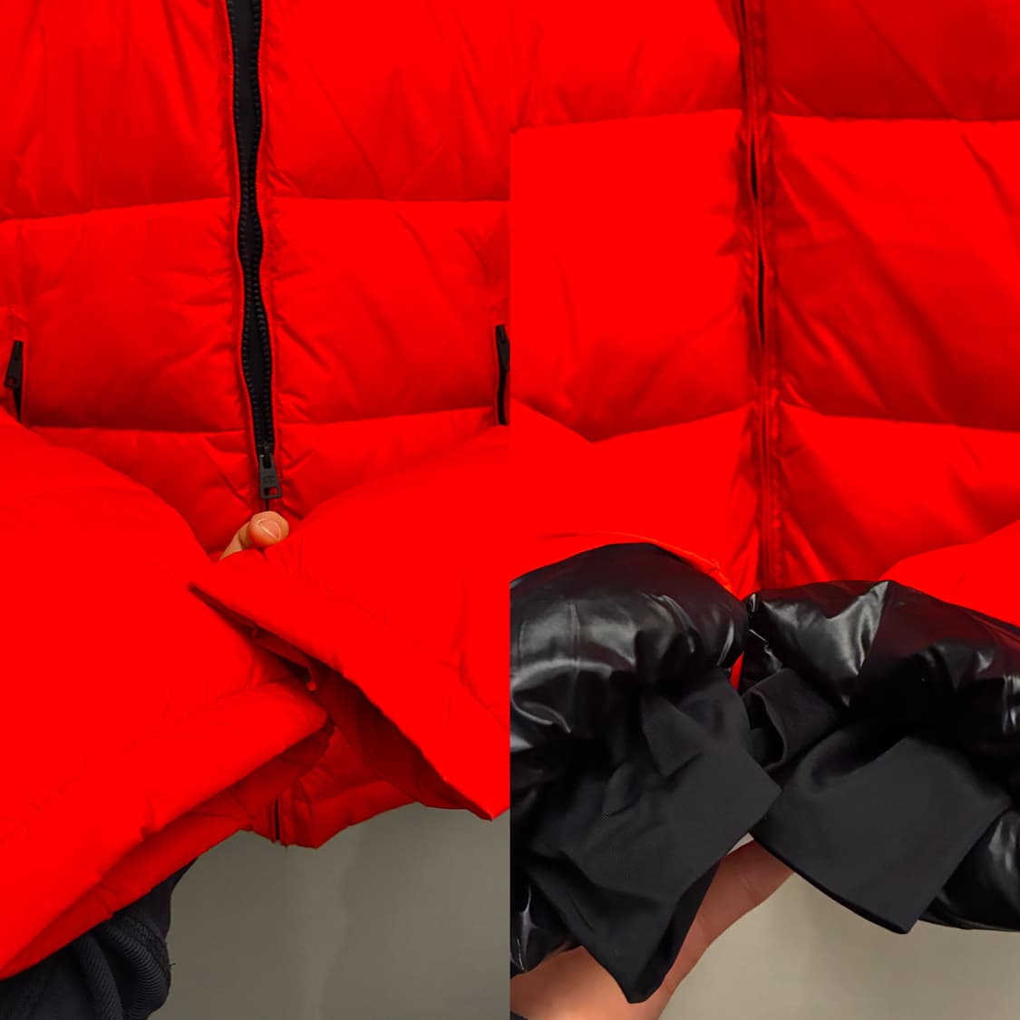 (L~XL)챔피온 EU 배색 후드 푸퍼 패딩 다운 블랙 레드 상품이미지7