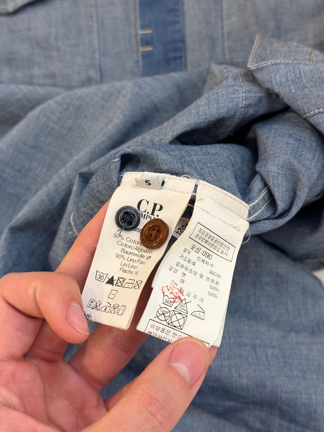 00s OG CP 컴퍼니 아카이브 샴브레이 데님셔츠 블루 상품이미지4