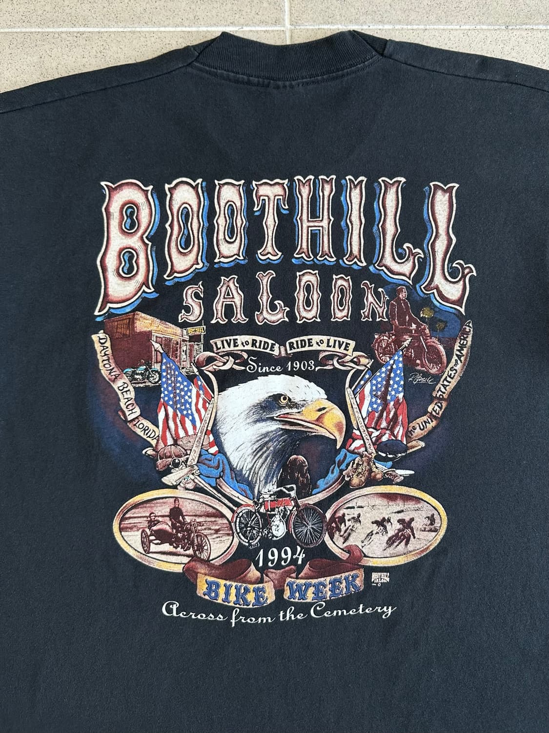 90s 빈티지 바이크 티셔츠 XL Boothill saloon USA 상품이미지3
