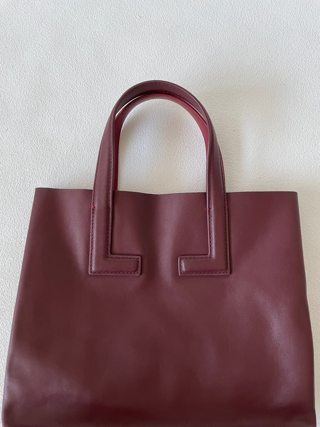 라코스테(LACOSTE) 레더 레드&버건디 토트백 상품이미지4