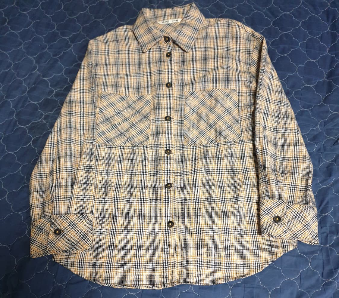 미쏘 울 체크 긴팔셔츠 브라운 (S) 상품이미지1