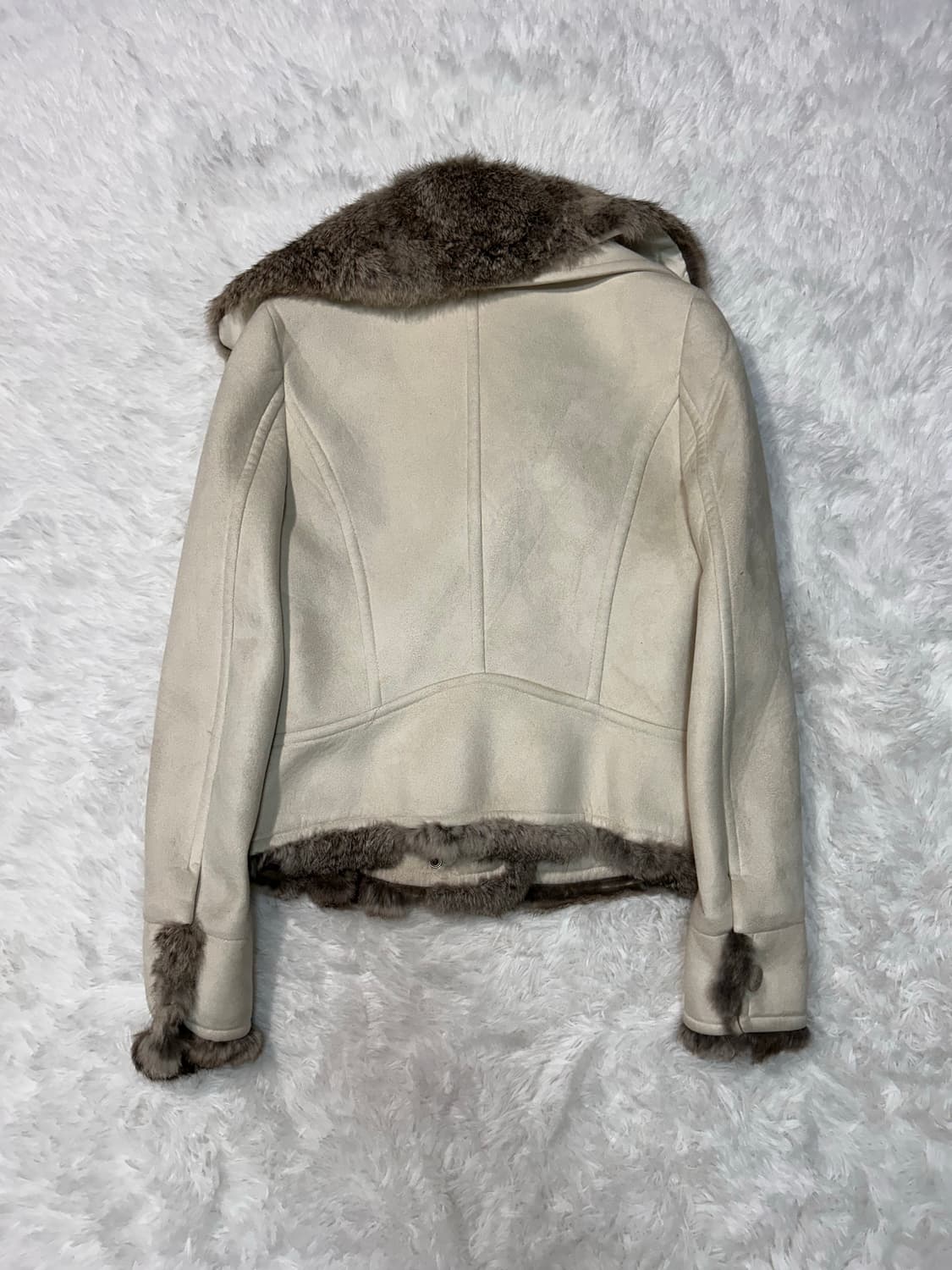 fur shearling white rider jacket 상품이미지6