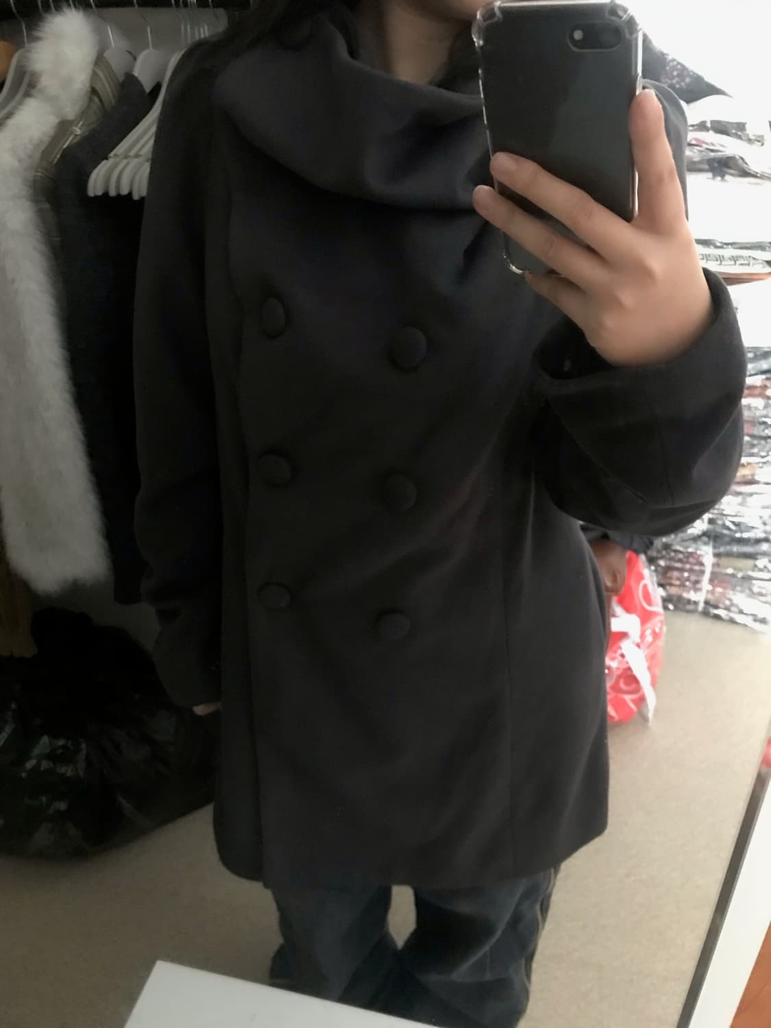 빈티지 더블 버튼 하이넥 코트 상품이미지8